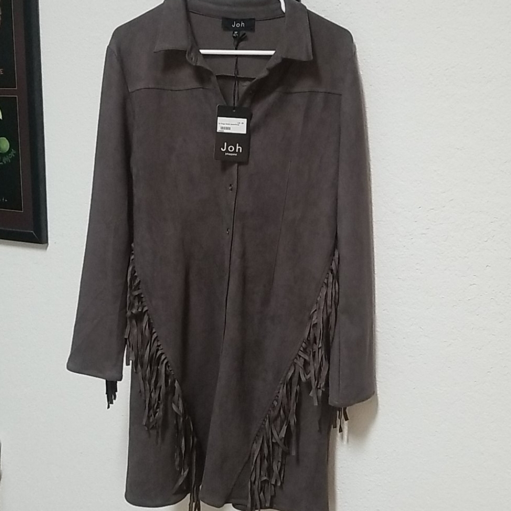 Women's JOH Apparel Brwn Fringe Suede Jacket/Dress